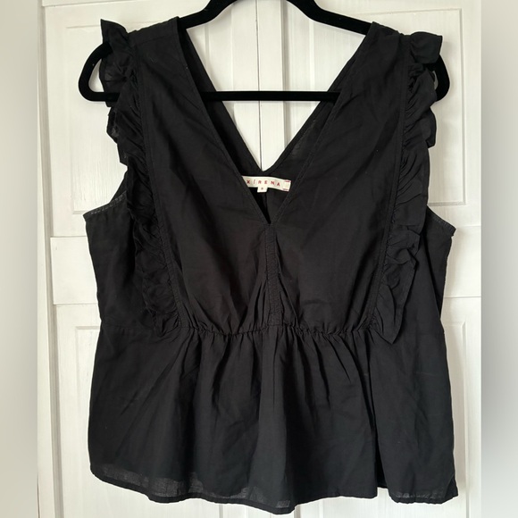 Xirena Black Ruffle Sleeve Top, Small - Picture 1 of 3